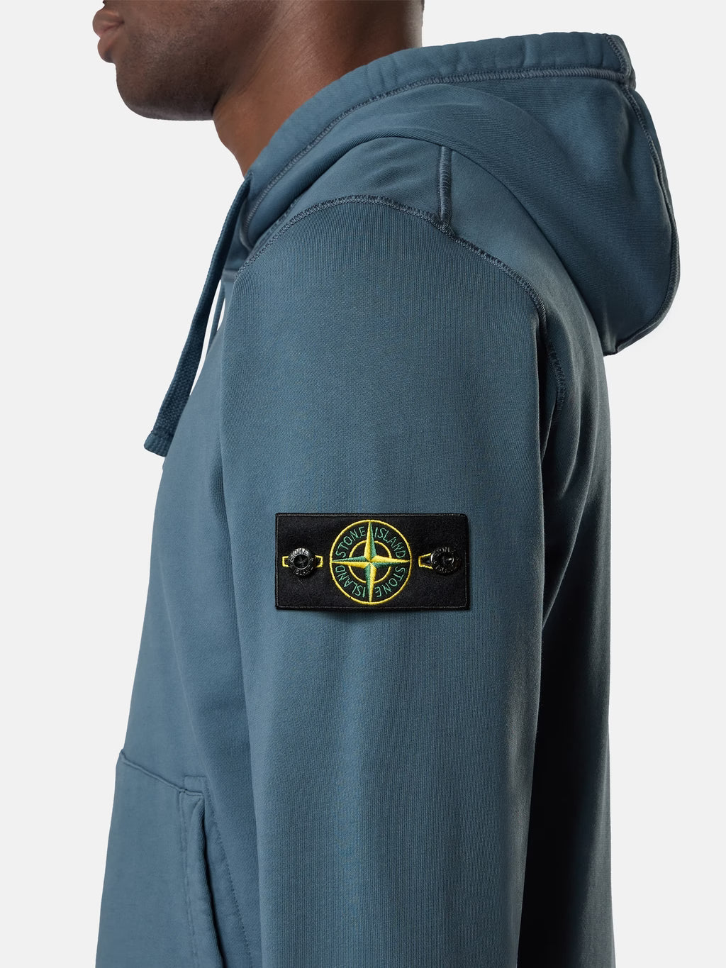 Stone Island Organic Cotton Fleece Pullover Hoodie in Slate Blue