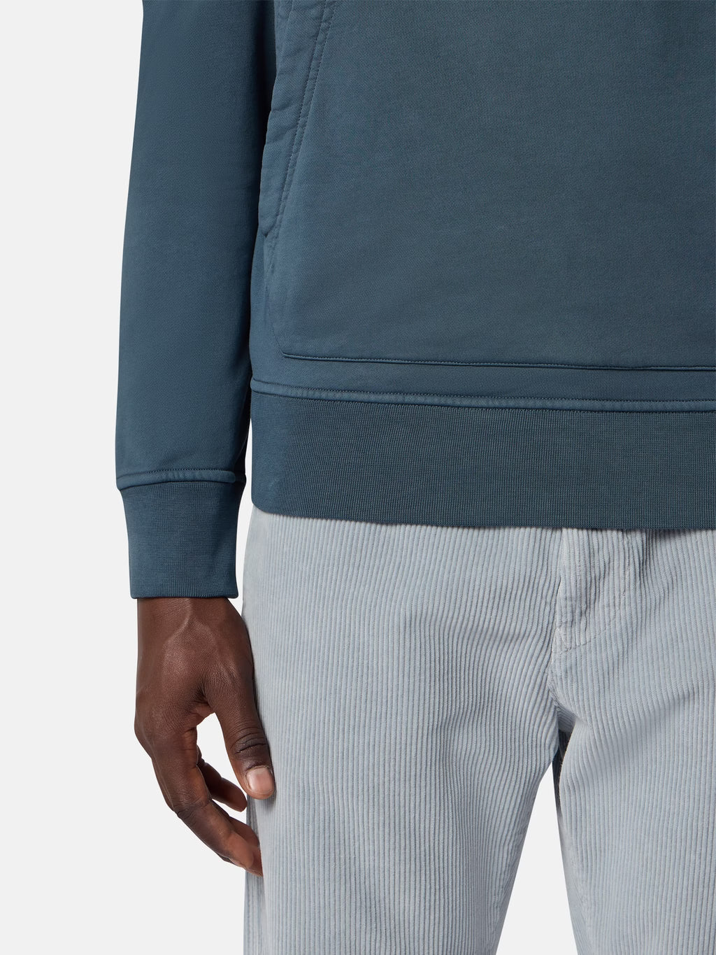 Stone Island Organic Cotton Fleece Pullover Hoodie in Slate Blue