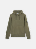 Stone Island Organic Cotton Fleece Pullover Hoodie in Military Green