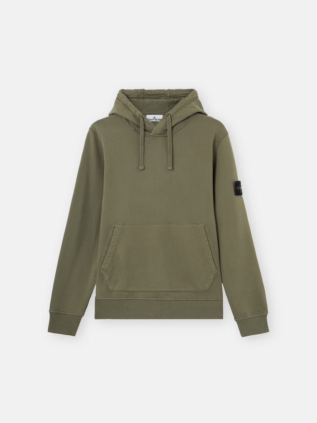 Stone Island Organic Cotton Fleece Pullover Hoodie in Military Green