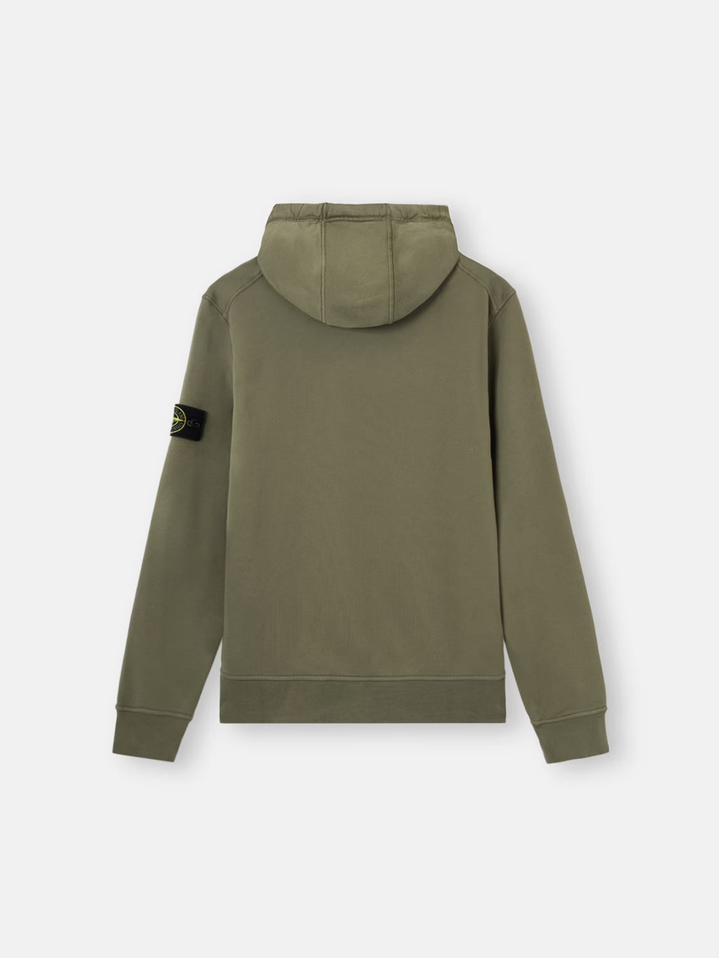 Stone Island Organic Cotton Fleece Pullover Hoodie in Military Green