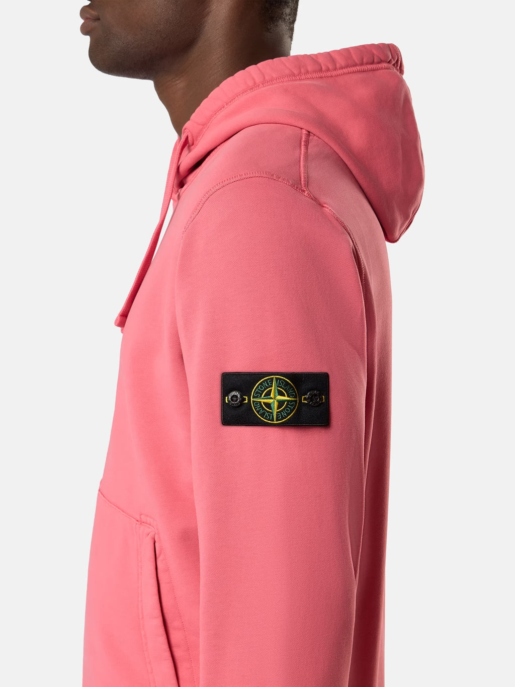 Stone Island Organic Cotton Fleece Pullover Hoodie in Geranium