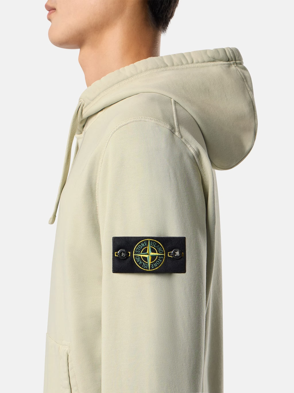 Stone Island Organic Cotton Fleece Pullover Hoodie in Sand