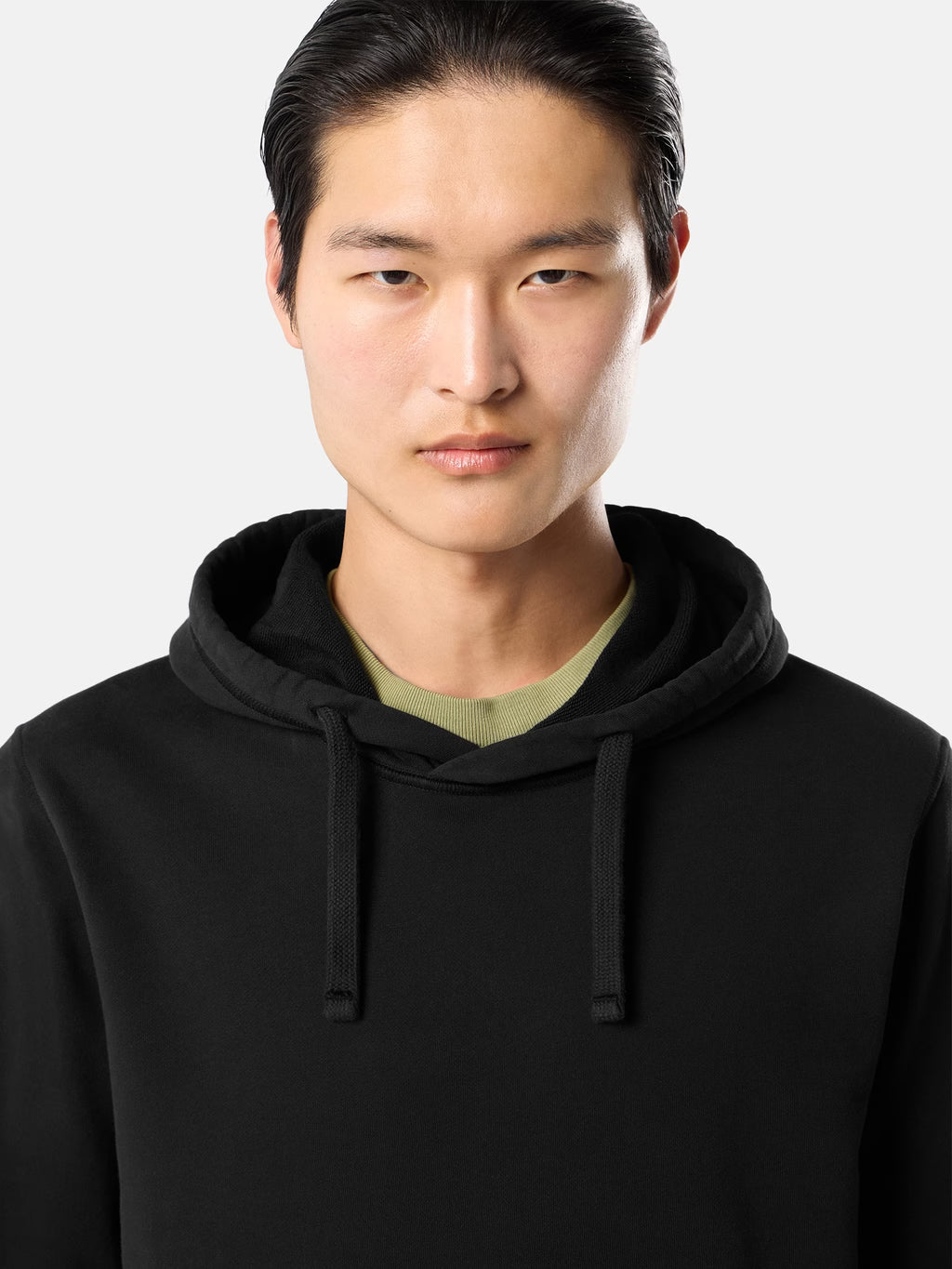 Stone Island Organic Cotton Fleece Pullover Hoodie in Black