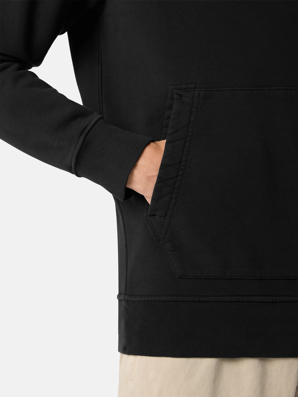 Stone Island Organic Cotton Fleece Pullover Hoodie in Black