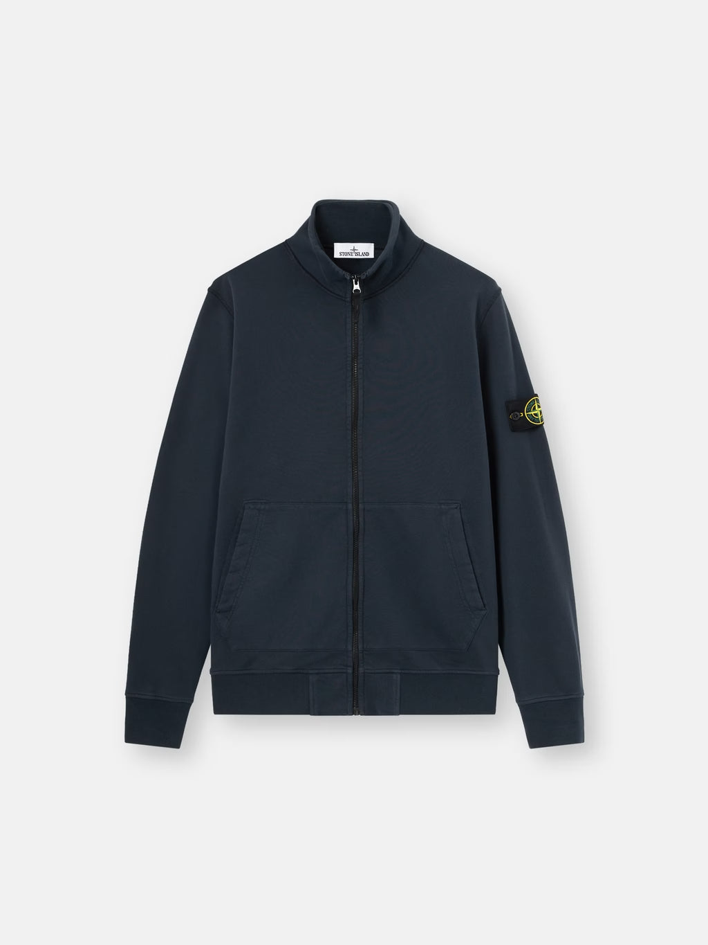 Stone Island Organic Cotton Fleece Track Jacket in Navy