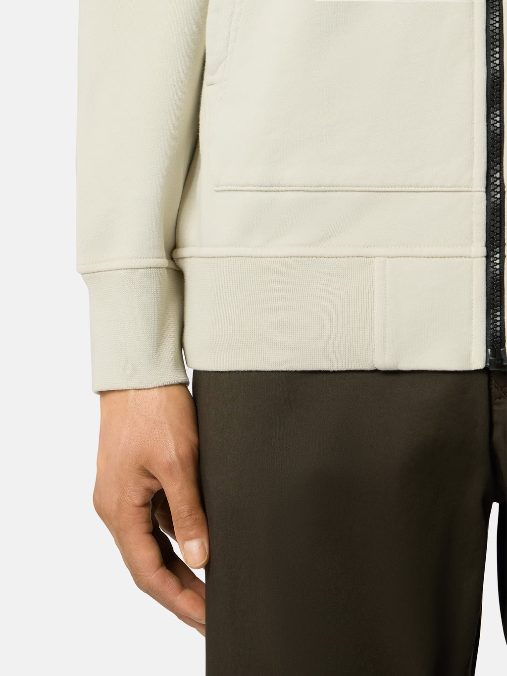 Stone Island Organic Cotton Fleece Track Jacket in Sand