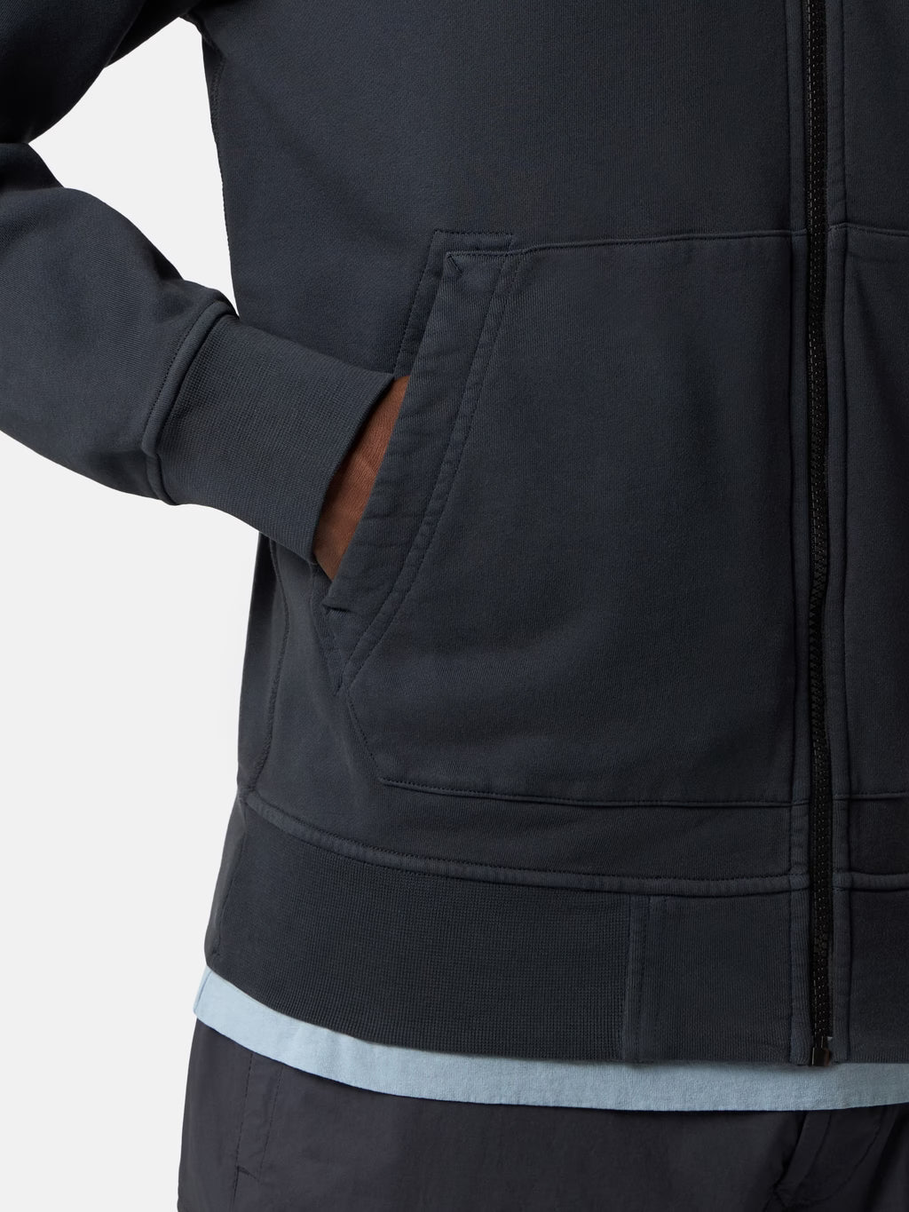 Stone Island Organic Cotton Fleece Track Jacket in Navy