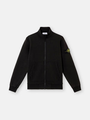 Stone Island Organic Cotton Fleece Track Jacket in Black