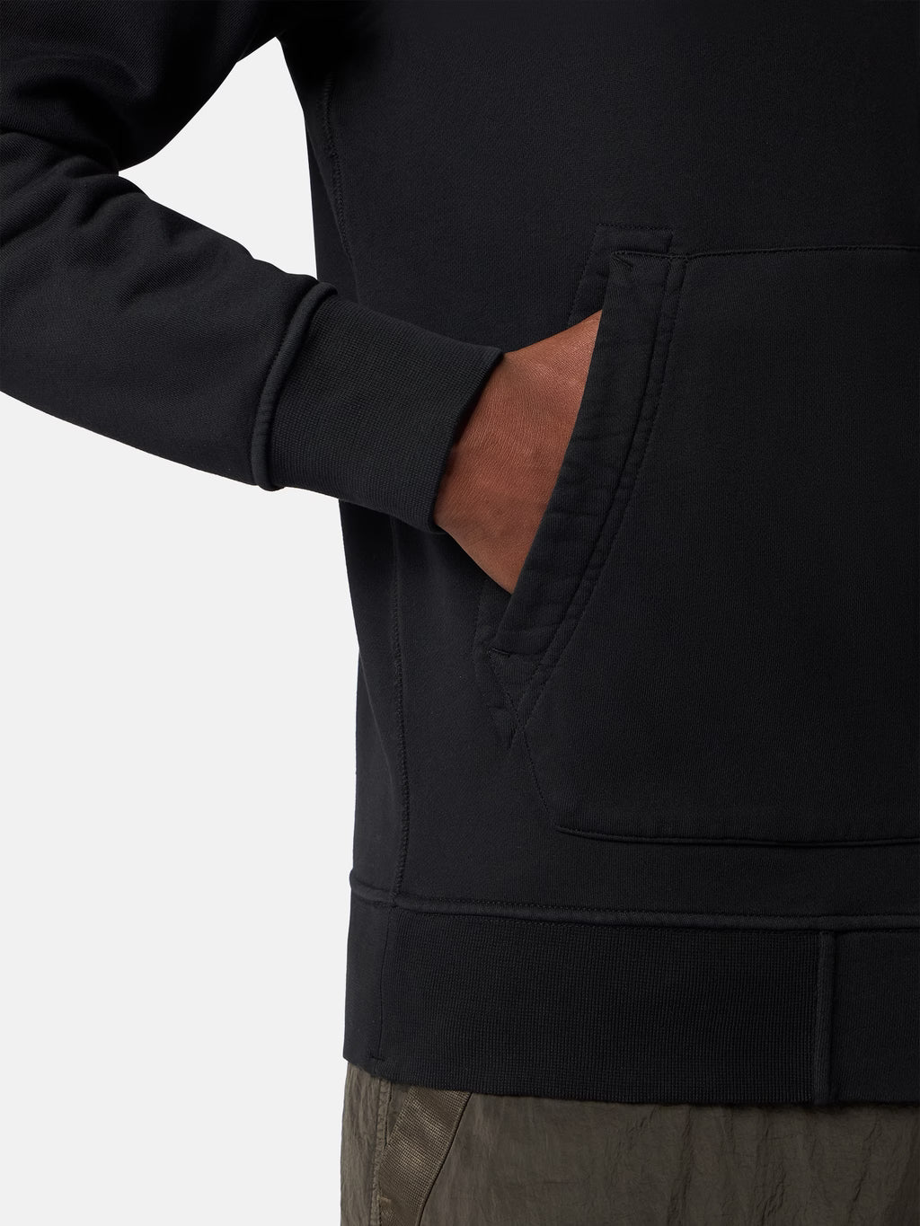 Stone Island Organic Cotton Fleece Track Jacket in Black