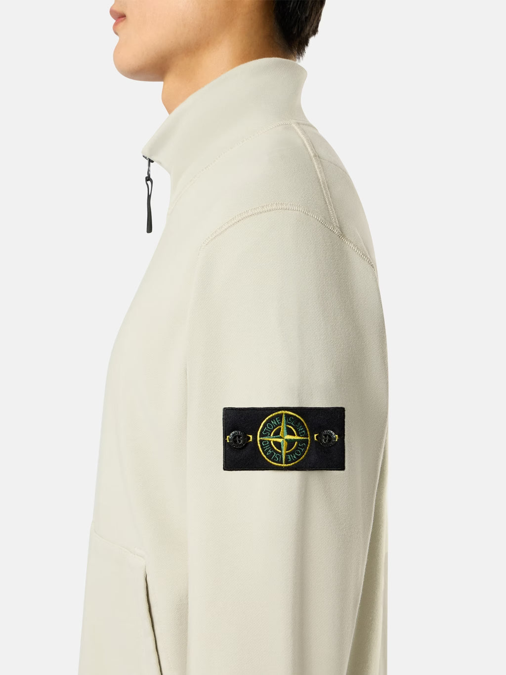 Stone Island Organic Cotton Fleece Track Jacket in Sand