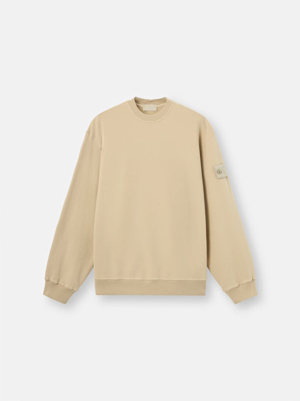 Stone Island Ghost Stretch Cotton Fleece Crewneck Sweatshirt in Beige