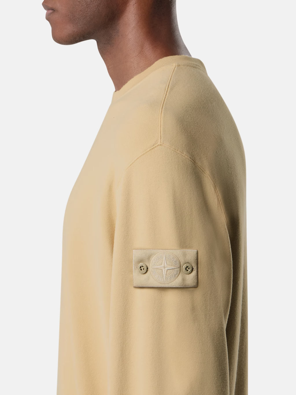 Stone Island Ghost Stretch Cotton Fleece Crewneck Sweatshirt in Beige