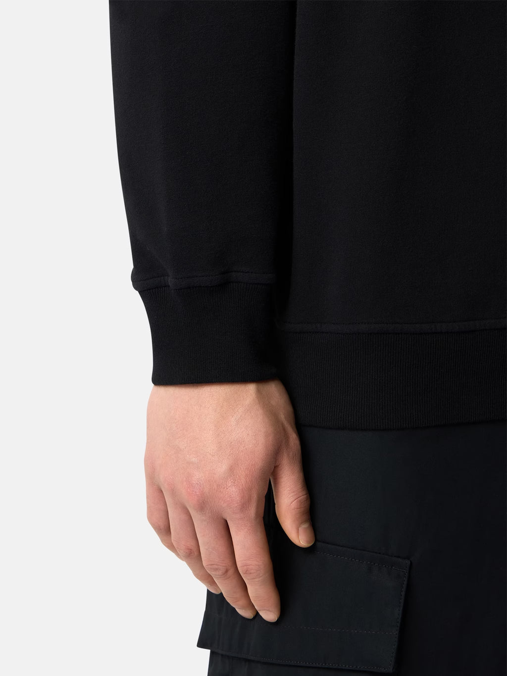 Stone Island Ghost Stretch Cotton Fleece Crewneck Sweatshirt in Black