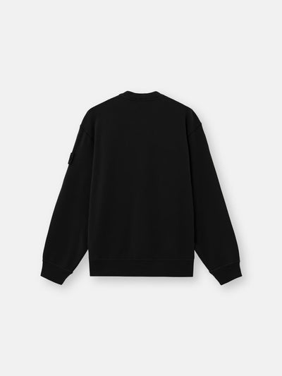 Stone Island Ghost Stretch Cotton Fleece Crewneck Sweatshirt in Black
