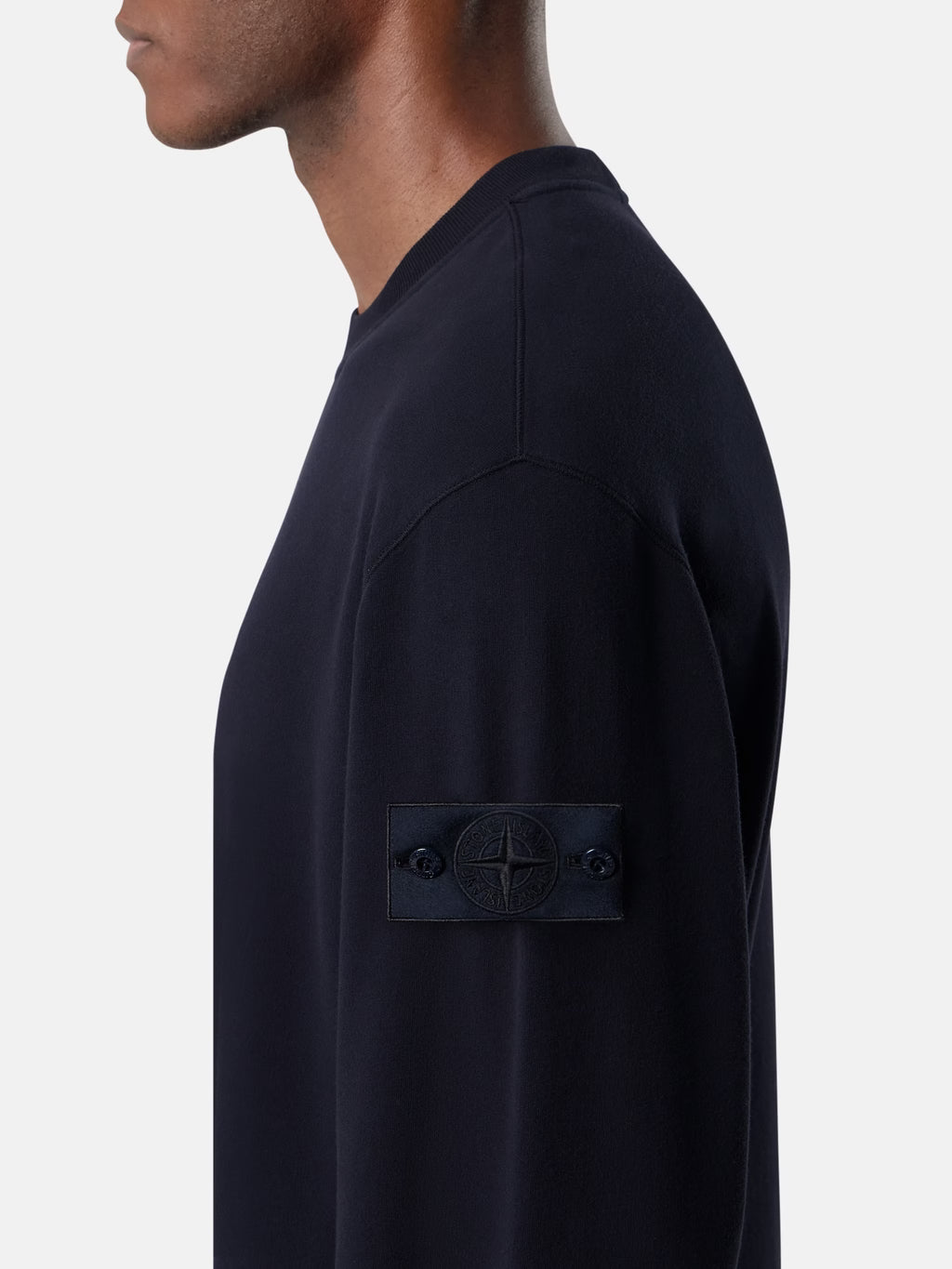 Stone Island Ghost Stretch Cotton Fleece Crewneck Sweatshirt in Navy