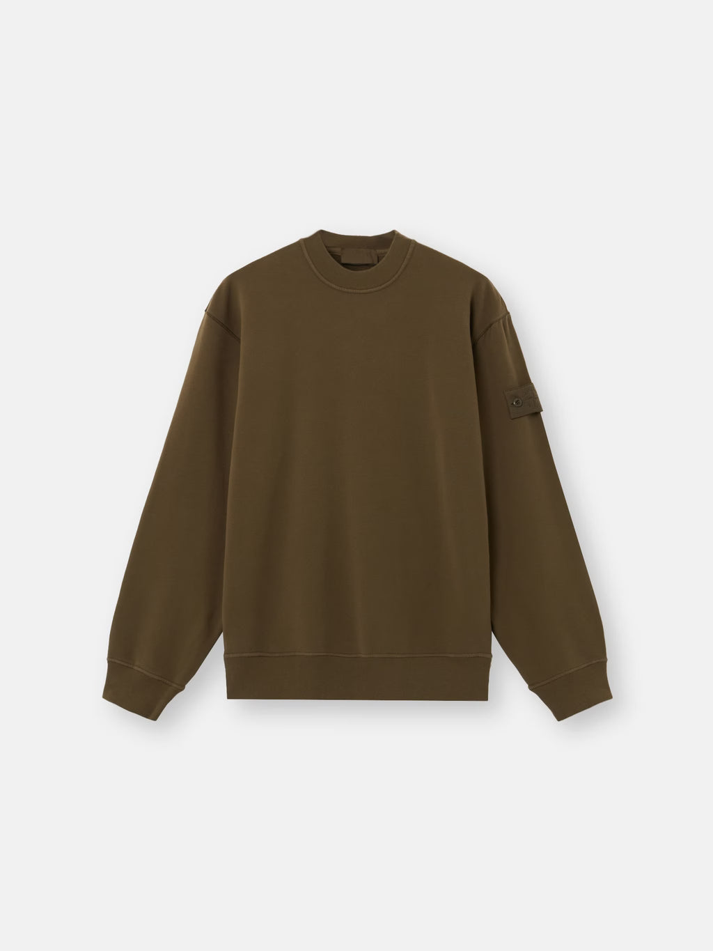 Stone Island Ghost Stretch Cotton Fleece Crewneck Sweatshirt in Military Green