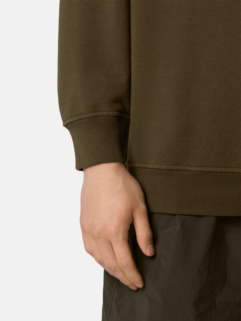 Stone Island Ghost Stretch Cotton Fleece Crewneck Sweatshirt in Military Green