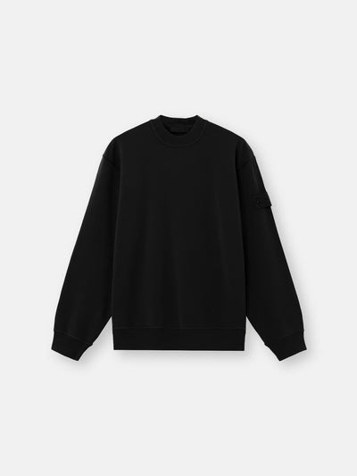 Stone Island Ghost Stretch Cotton Fleece Crewneck Sweatshirt in Black