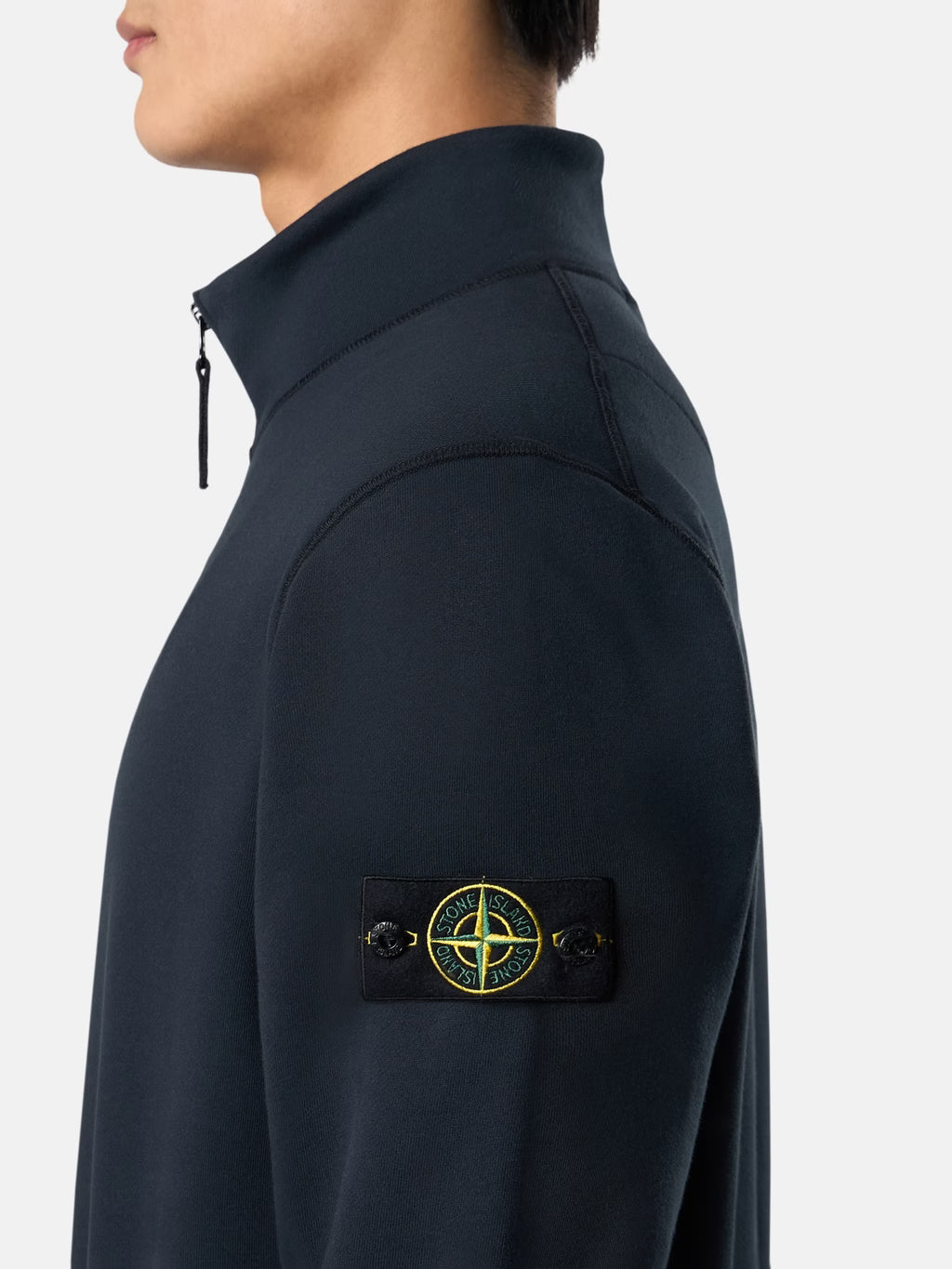 Stone Island Organic Cotton Fleece Half-Zip Sweatshirt in Navy