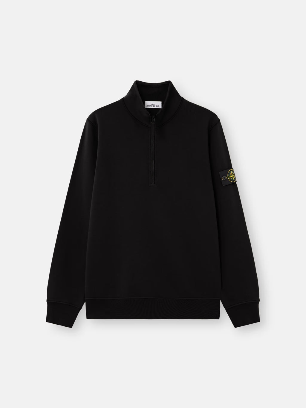 Stone Island Organic Cotton Fleece Half-Zip Sweatshirt in Black