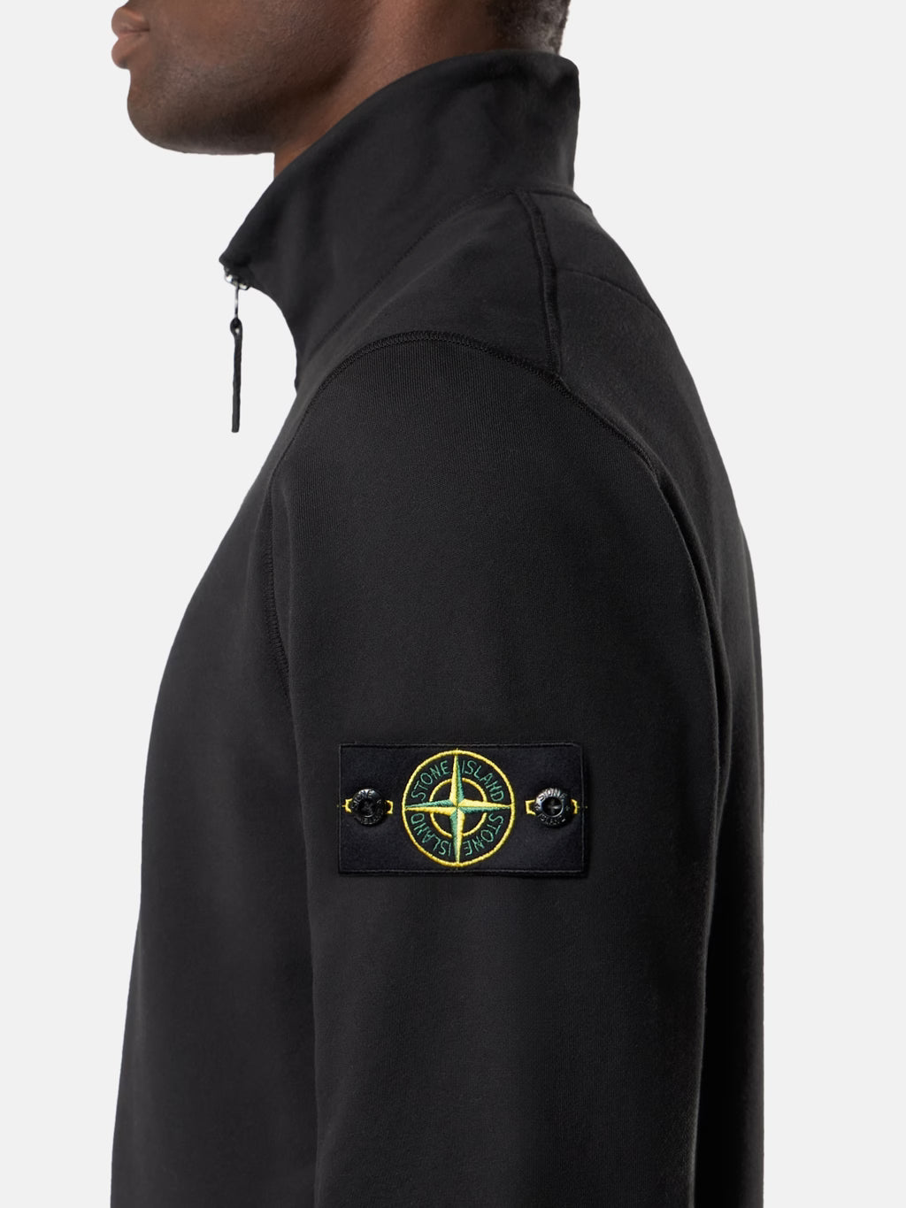 Stone Island Organic Cotton Fleece Half-Zip Sweatshirt in Black