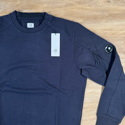 C.P. Company Diagonal Raised Fleece Crewneck Lens Sweatshirt in Navy