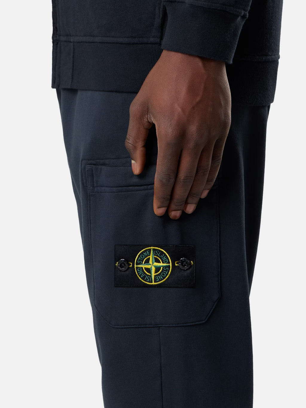 Stone Island Organic Cotton Fleece Slim-Fit Joggers in Navy