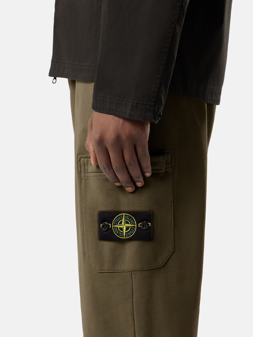 Stone Island Organic Cotton Fleece Slim-Fit Joggers in Military Green