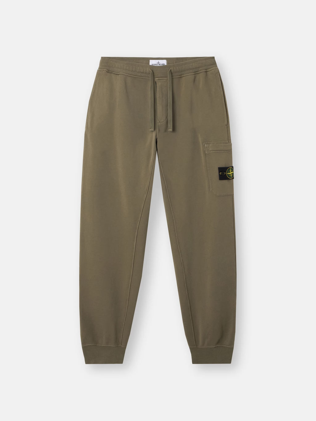 Stone Island Organic Cotton Fleece Slim-Fit Joggers in Military Green