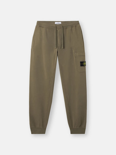 Stone Island Organic Cotton Fleece Slim-Fit Joggers in Military Green