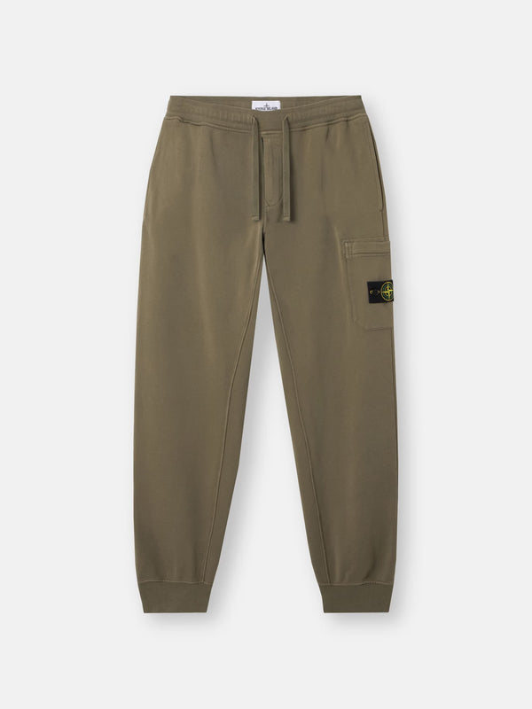 Stone Island Organic Cotton Fleece Slim-Fit Joggers in Military Green
