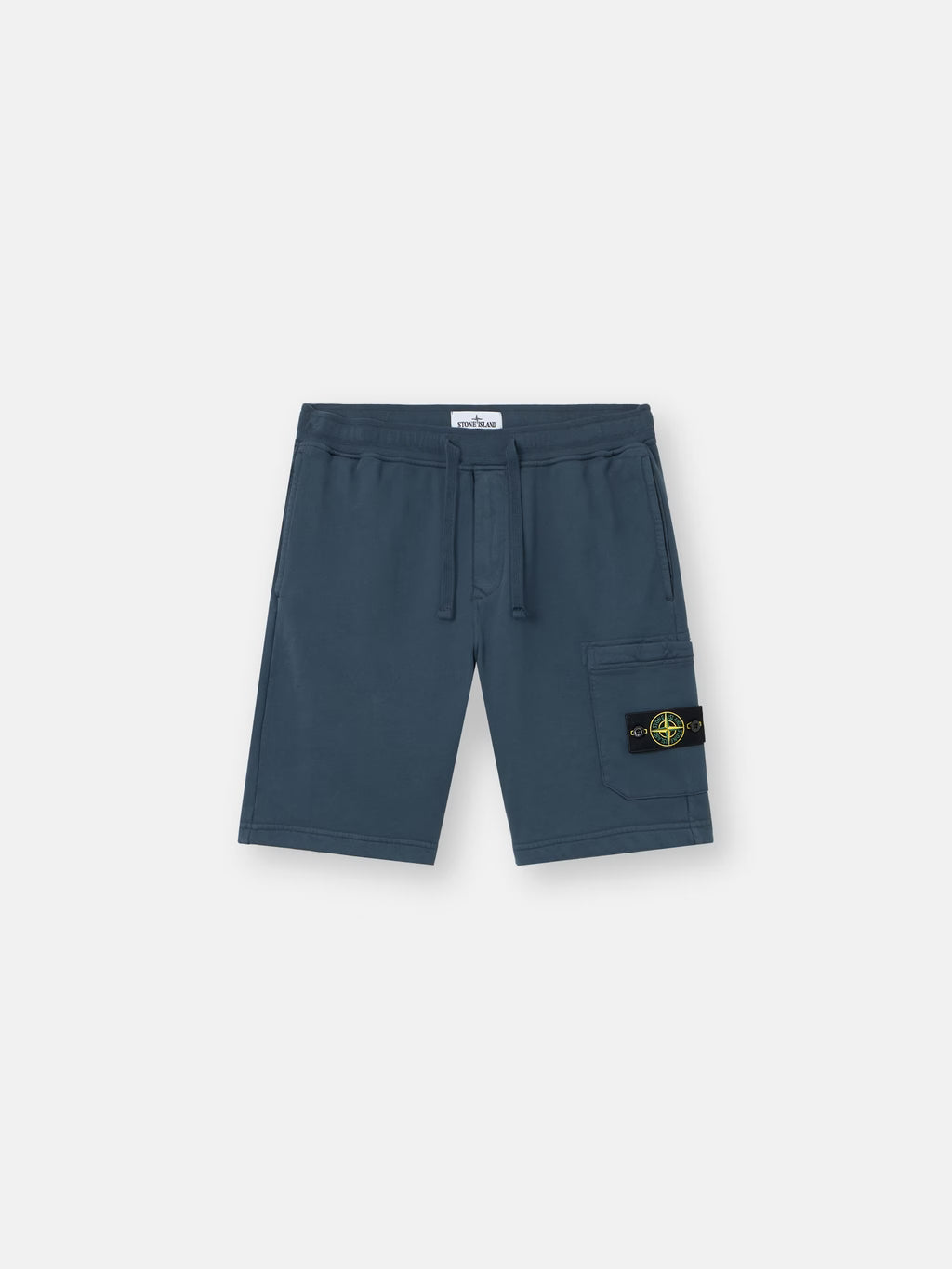 Stone Island Organic Cotton Fleece Jogger Shorts in Slate Blue