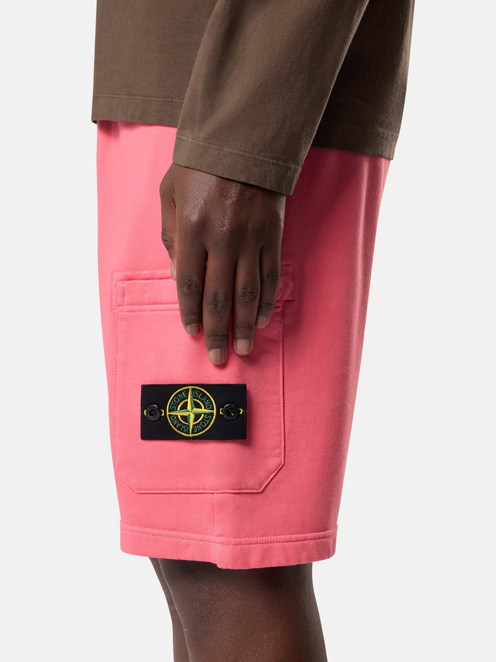 Stone Island Organic Cotton Fleece Jogger Shorts in Geranium