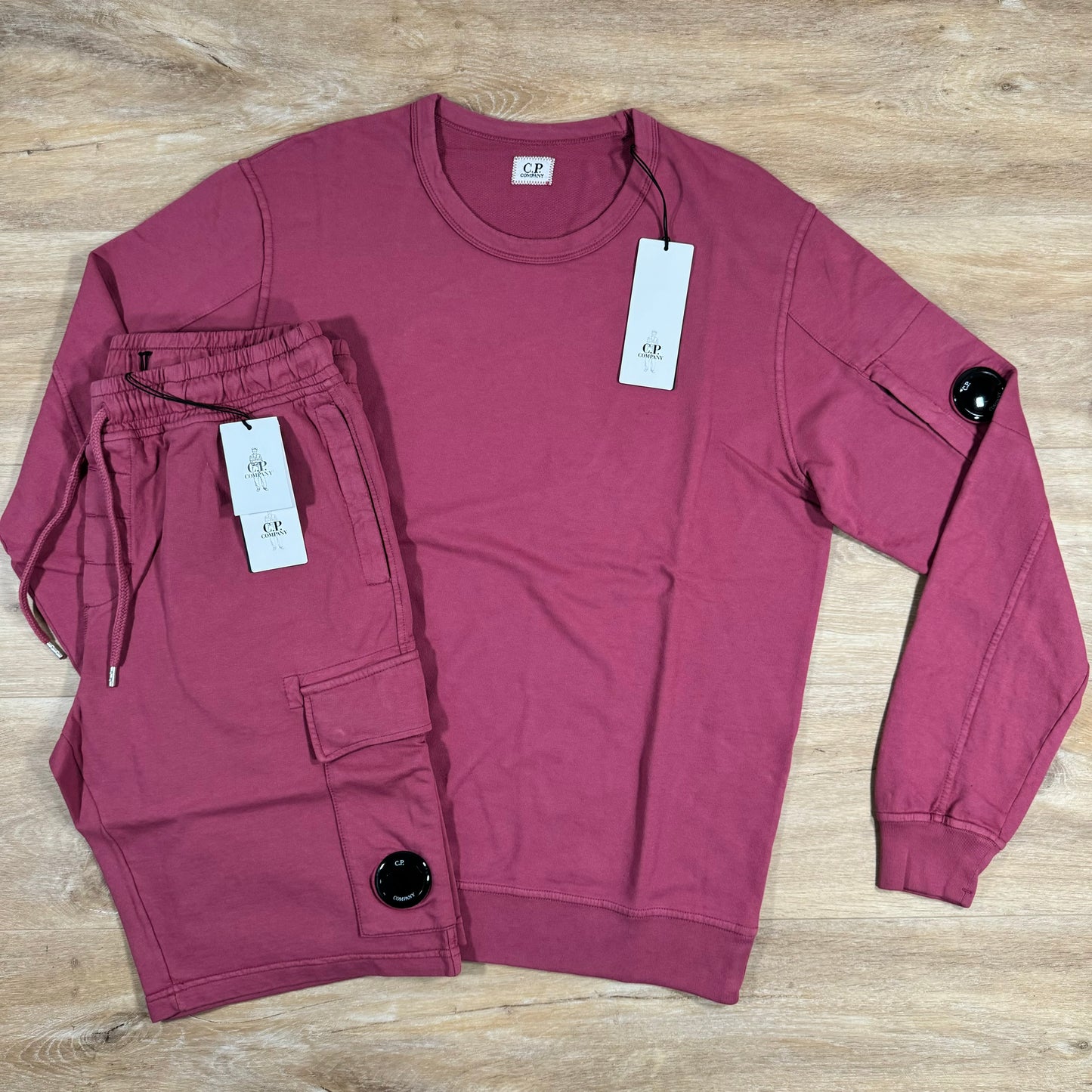 C.P. Company Light Fleece Lens Tracksuit in Red Bud