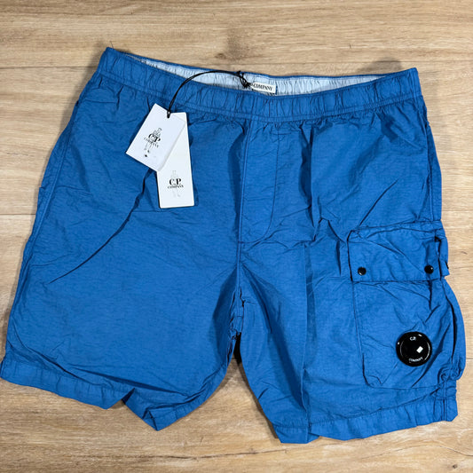 C.P. Company Flatt Nylon Cargo Lens Swim Shorts in Pacific Coast - Light Blue
