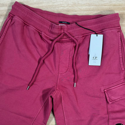 C.P. Company Cotton Fleece Lens Shorts in Red Bud