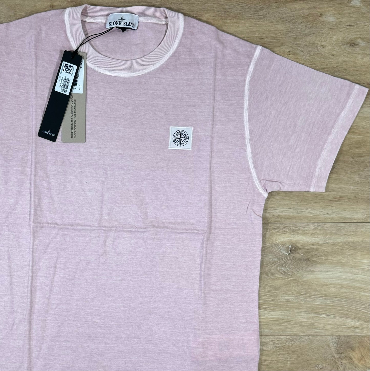Stone Island Patch Logo Cotton T-Shirt in Pink