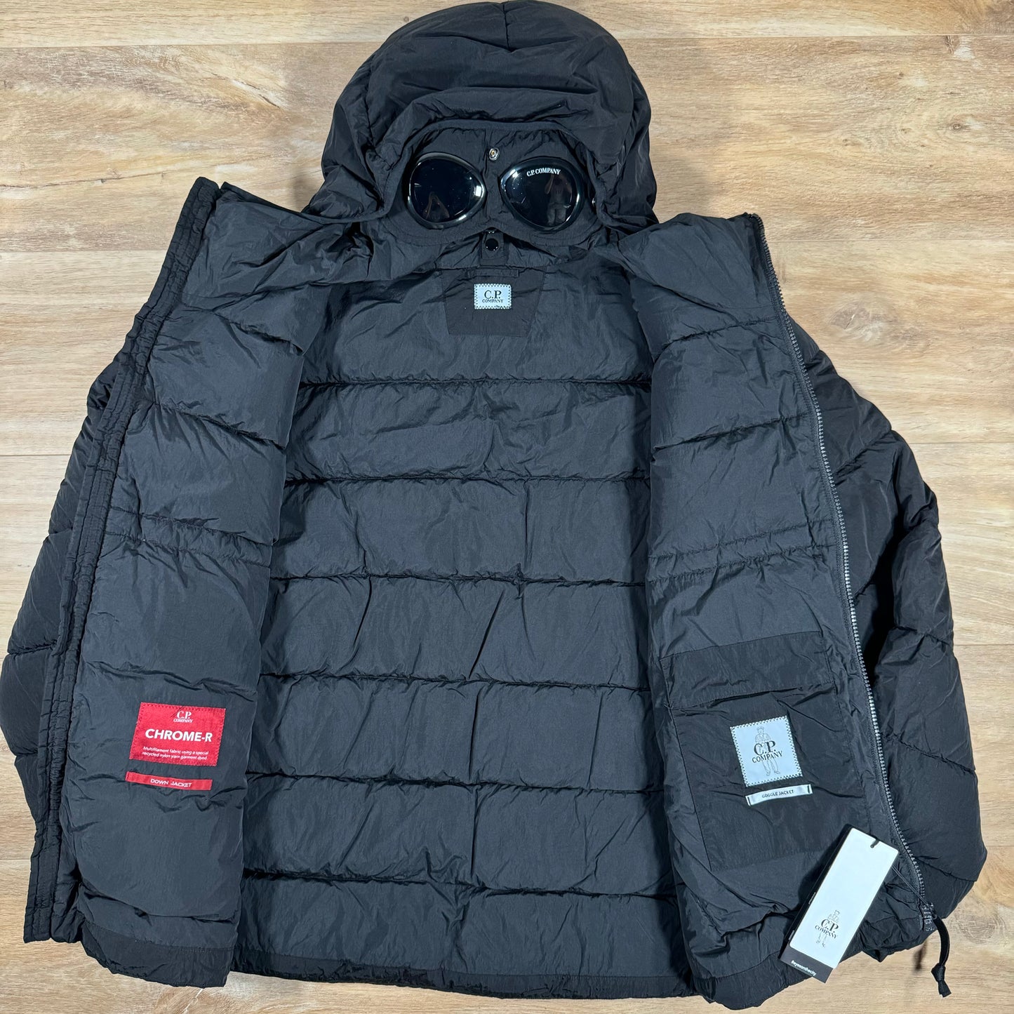 C.P. Company Chrome-R Goggle Down Jacket in Black