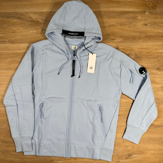C.P. Company Diagonal Raised Zipped Lens Hoodie in Cerulean - Light Blue