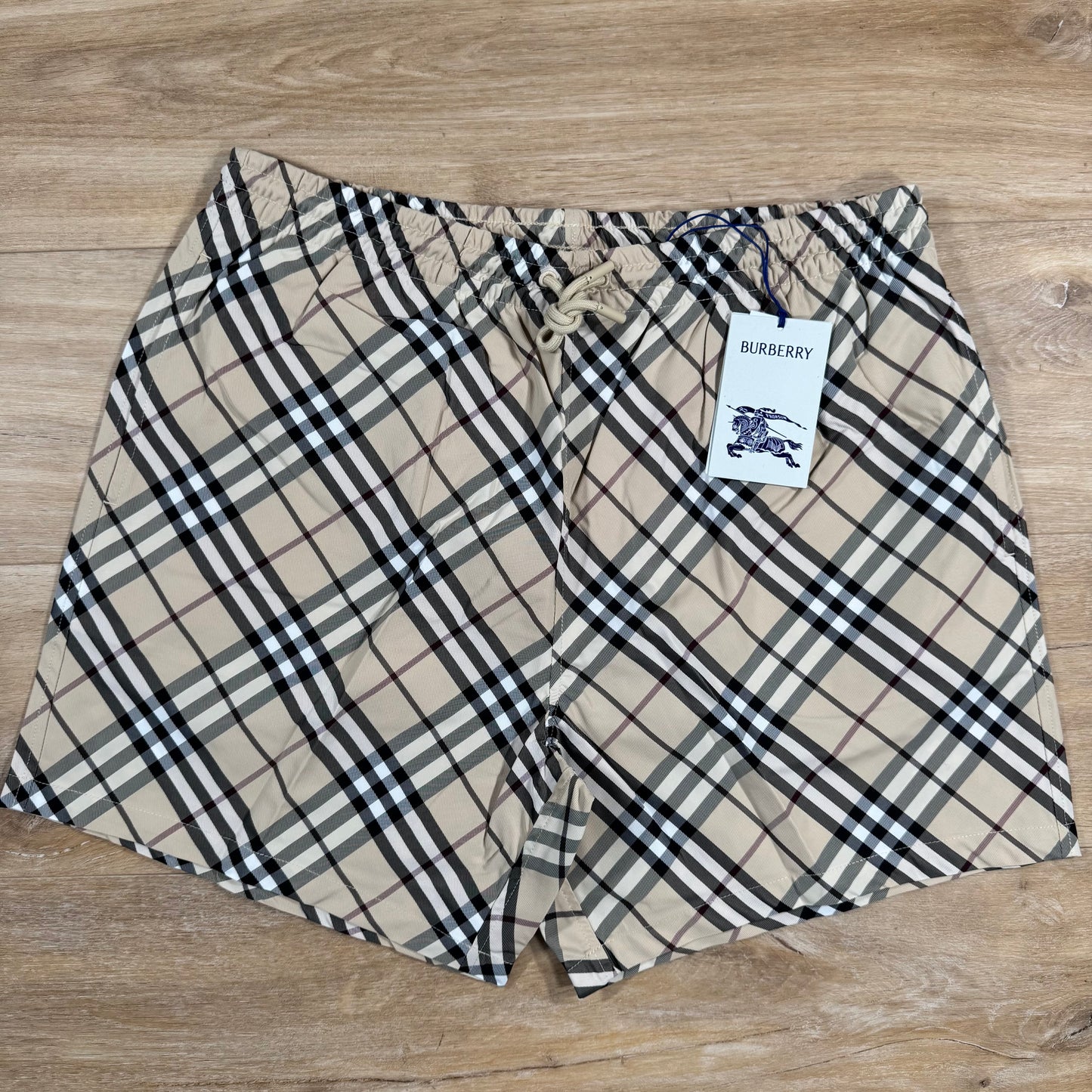 Burberry Check Swim Shorts in Alabaster