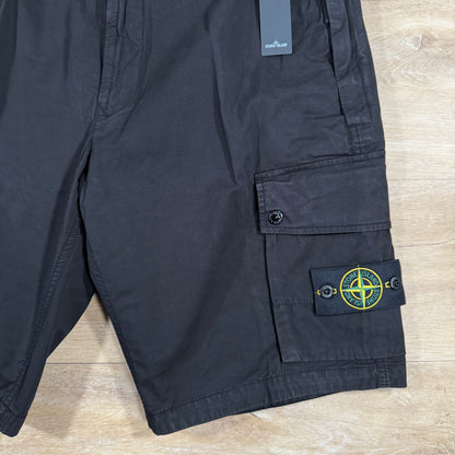 Stone Island Supima Twill Stretch-TC Cargo Bermuda Shorts in Black