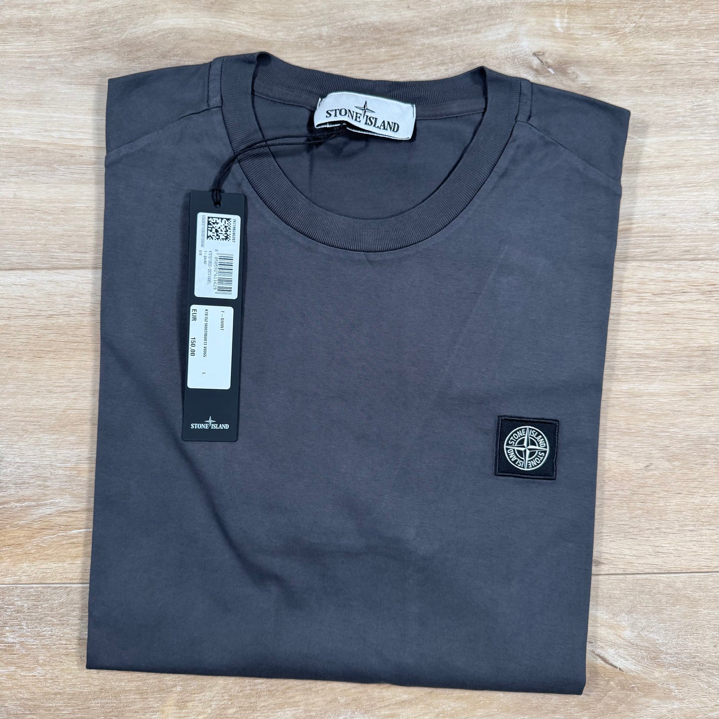 Stone Island Patch Logo T-Shirt in Charcoal Grey