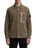 Stone Island Organic Cotton Corduroy 800 Chest Pocket Overshirt in Military Green