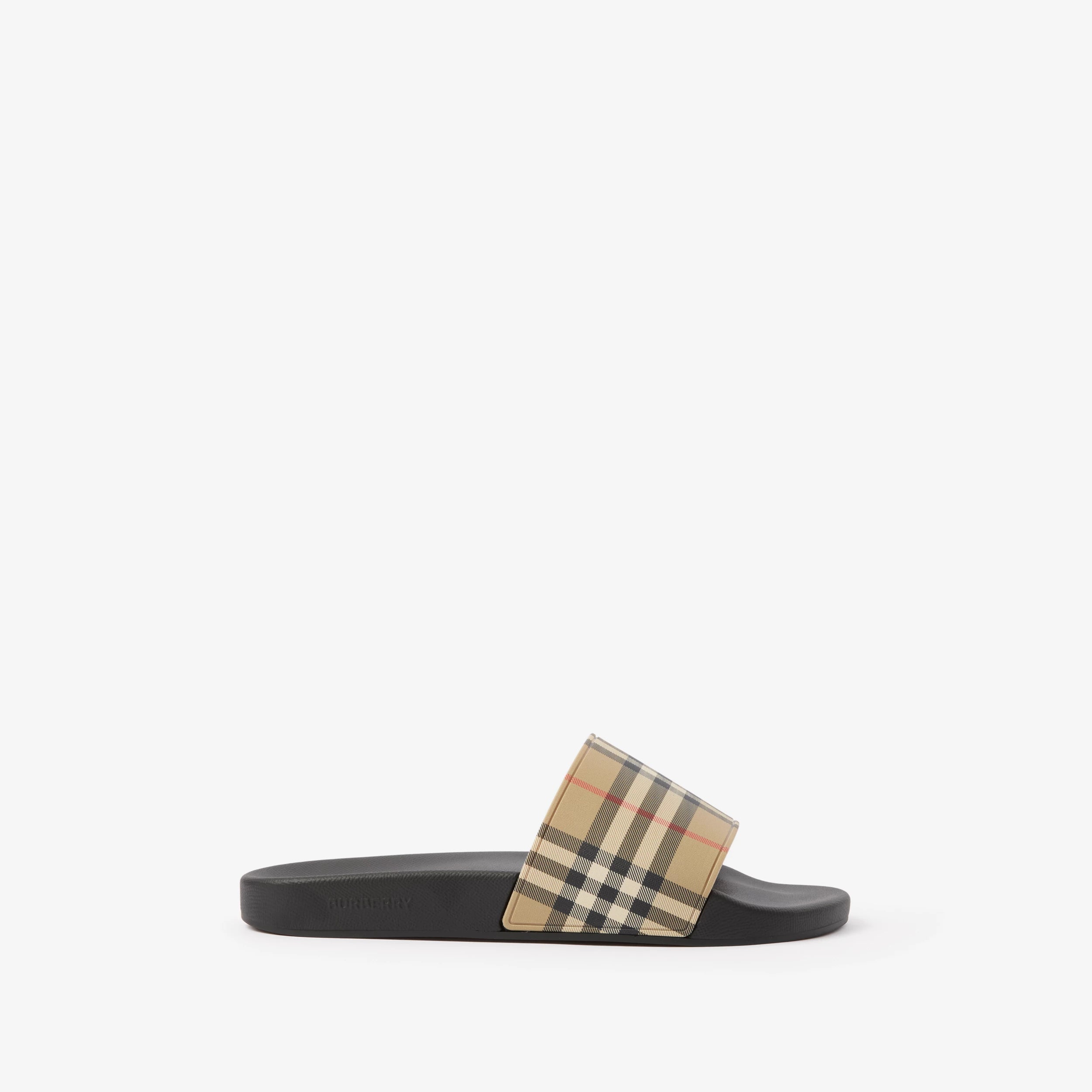 Burberry Furley Check Slides in Archive Beige