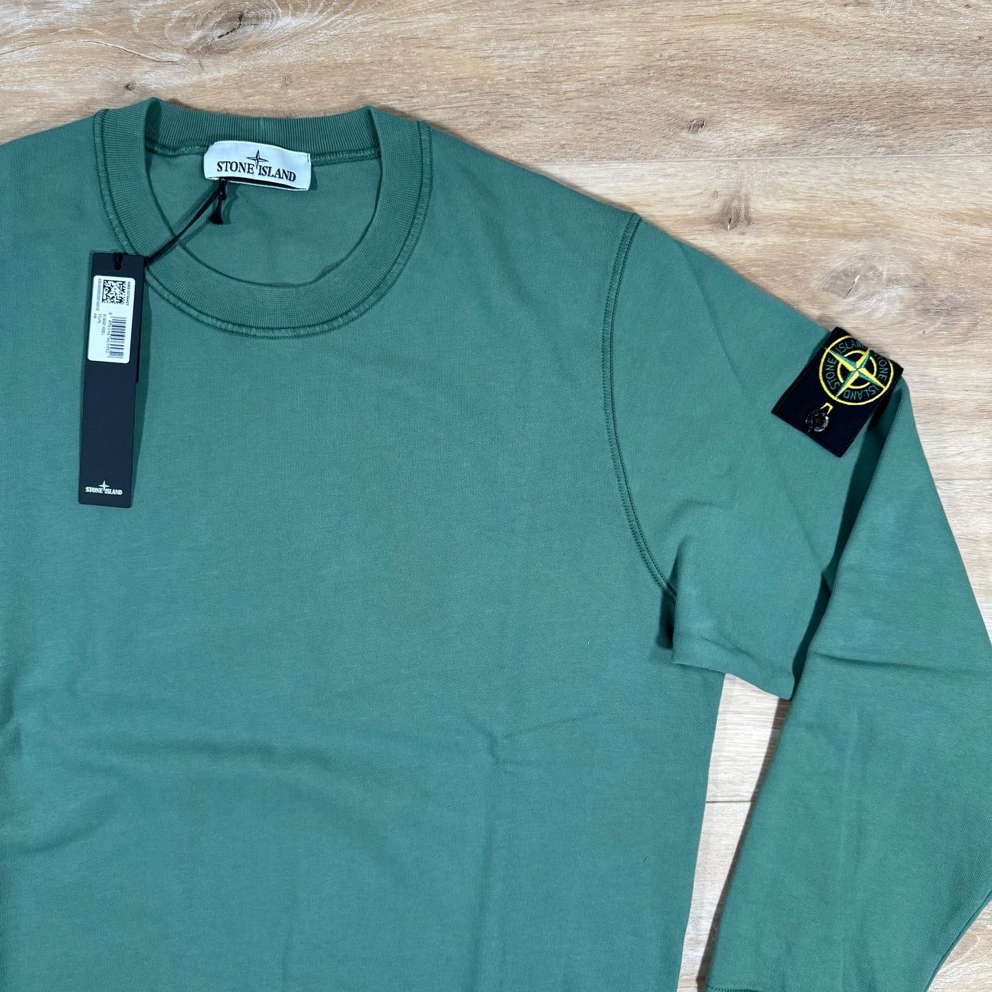 Stone Island Garment Dyed Crewneck Sweatshirt in Sage Green