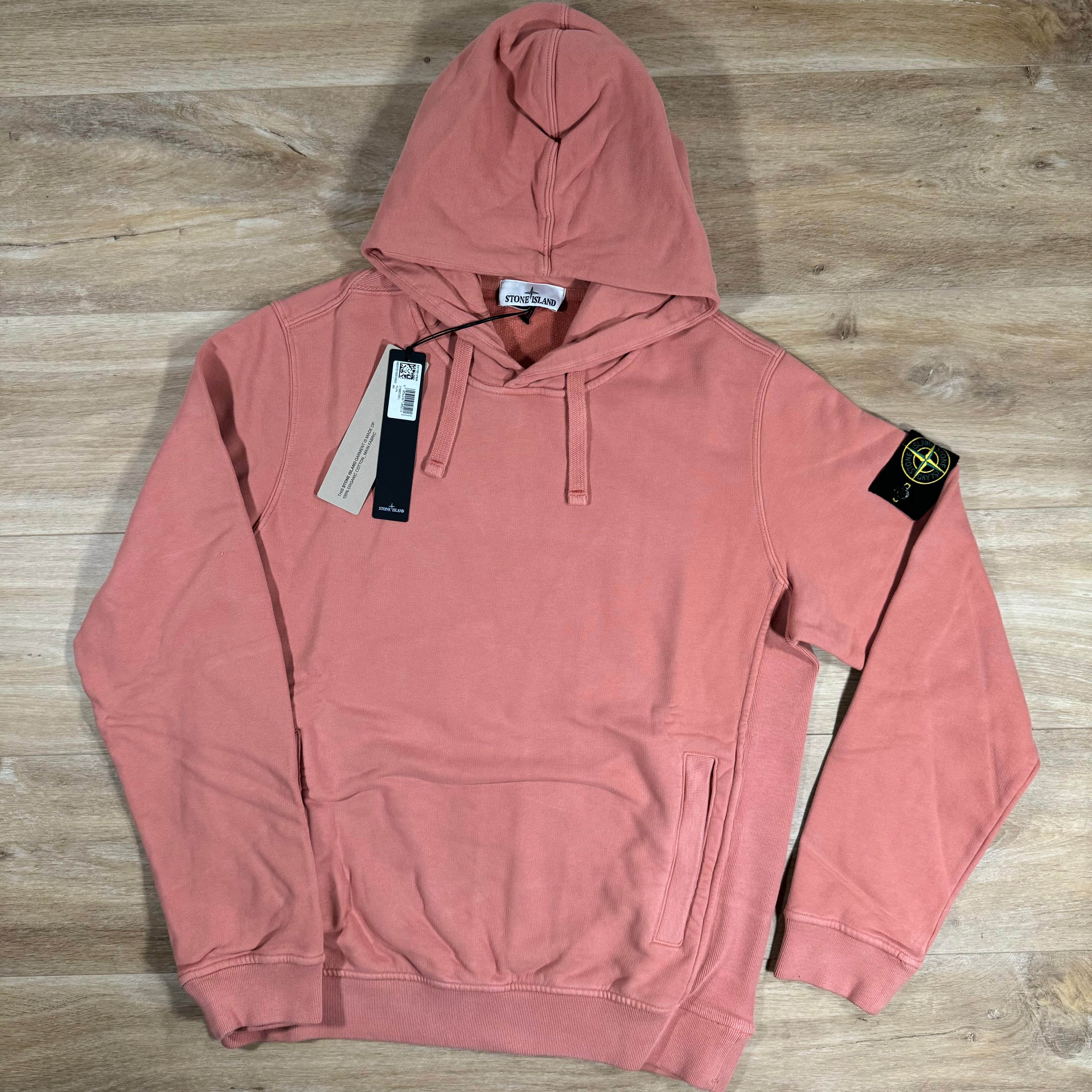 Stone Island Brushed Cotton Pullover Hoodie in Orange LABEL MENSWEAR