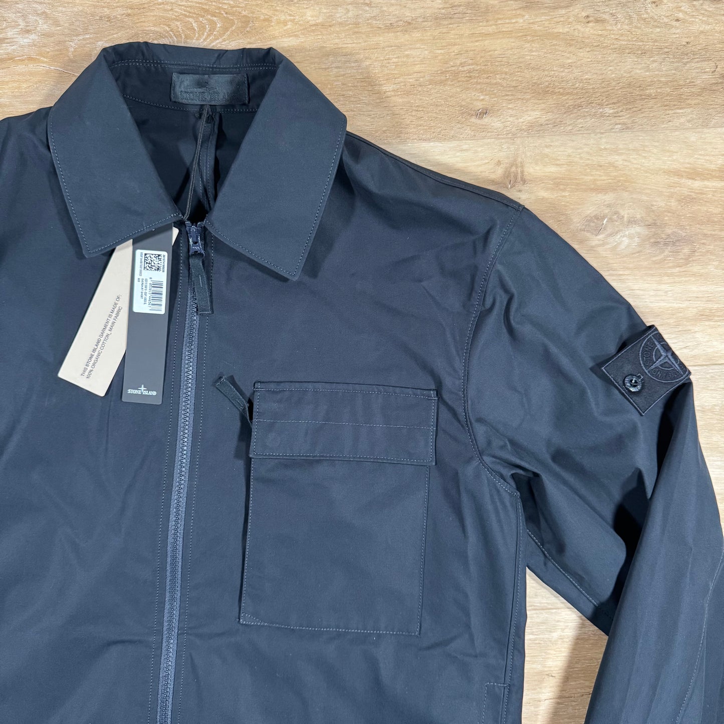 Stone Island Ghost Weatherproof Cotton Canvas Overshirt in Navy