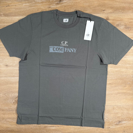 C.P. Company 24/1 Jersey Logo T-Shirt in Smoked Pearl - Grey