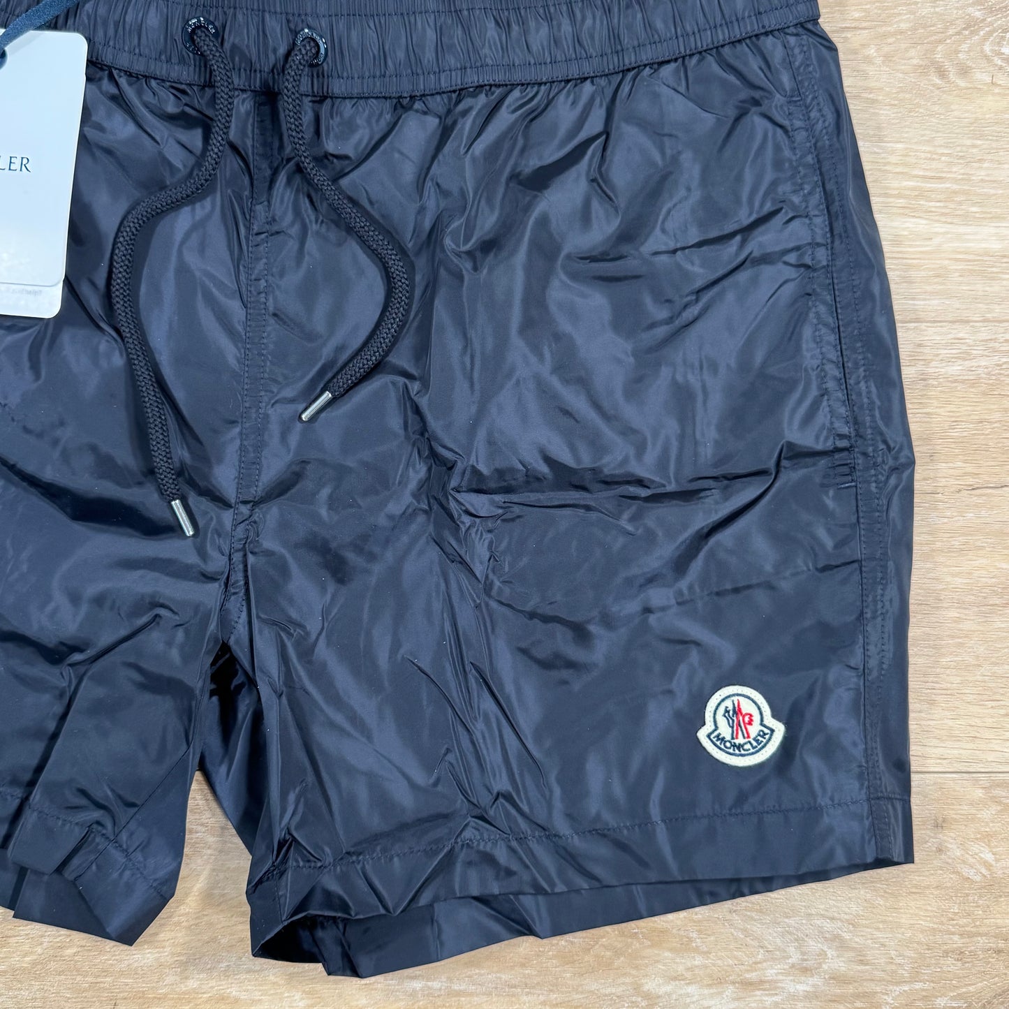 Moncler Logo Patch Swim Shorts in Night Blue